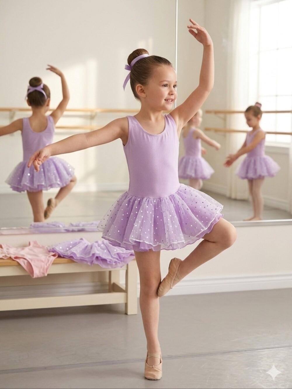 Danz N Motion Ballet Dance Skirted Leotard Lot 2-Piece Pink Purple Size 6x 7